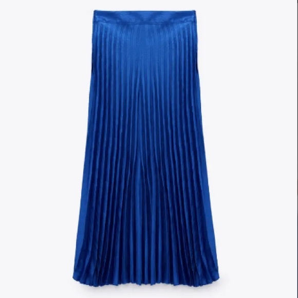 ZARA NEW WOMAN PLEATED MIDI SKIRT ELECTRIC BLUE 2970/886 M - Picture 3 of 6
